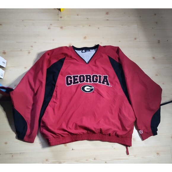 Georgia Bulldogs Sweatshirt 2XL Red Varsity V Neck Pullover Starter - Picture 1 of 10